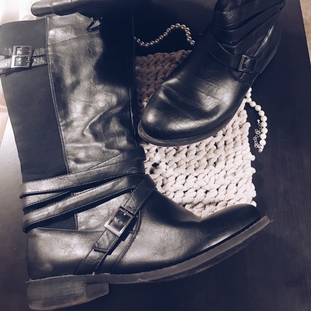 Black knee high boots